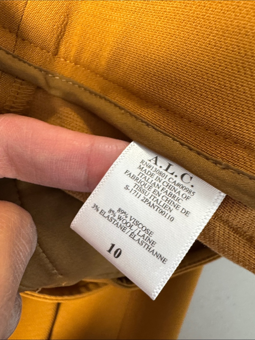A.L.C. Foster Belted Flare Pants Mustard Size 10 Quiet Luxury Chic Office Career - Picture 13 of 14